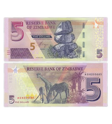 5 Dollars, Zimbabwe, 2019, UNC