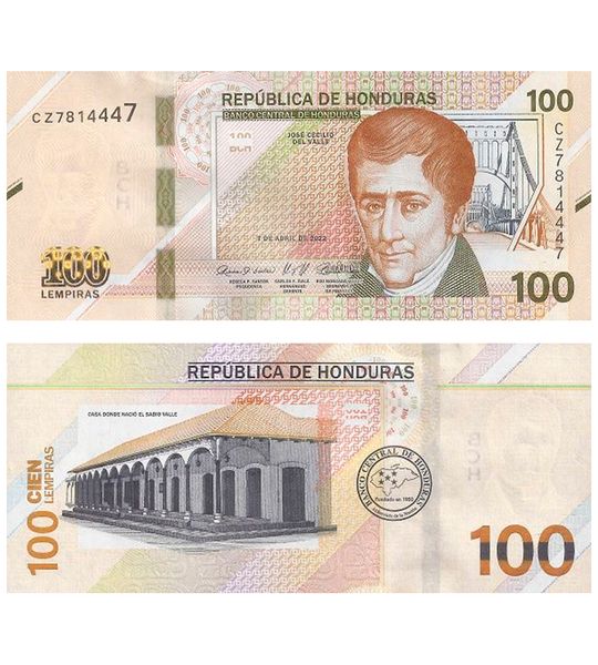 100 Lempiras, Гондурас, 2022 ( 2024 ) рік, UNC 002553 фото