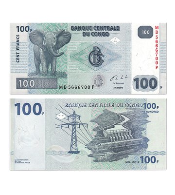 100 Francs, Congo, 2013, UNC
