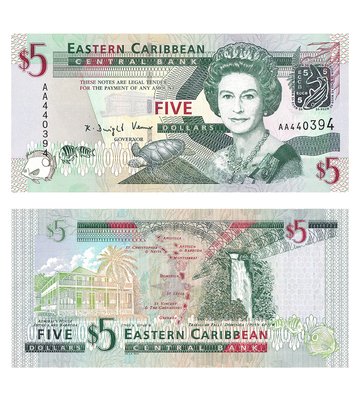 5 Dollars, Eastern Caribbean, 2008, UNC