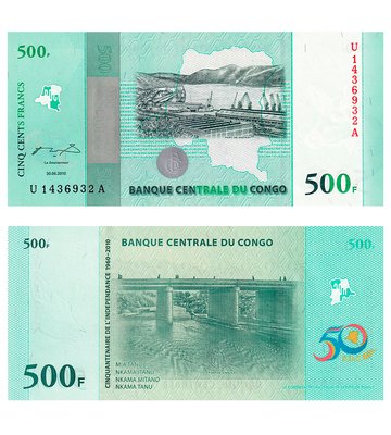 500 Francs, Конго, 2010 рік, UNC 002512 фото