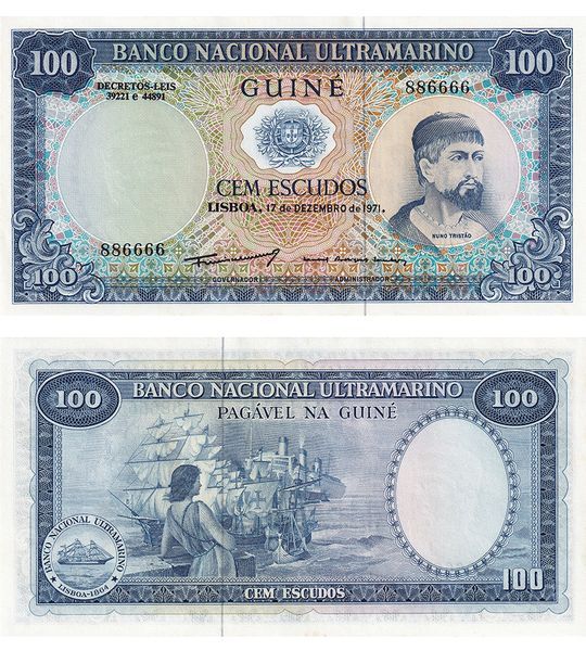 100 Escudos, Portuguese Guinea, 1971, aUNC / UNC