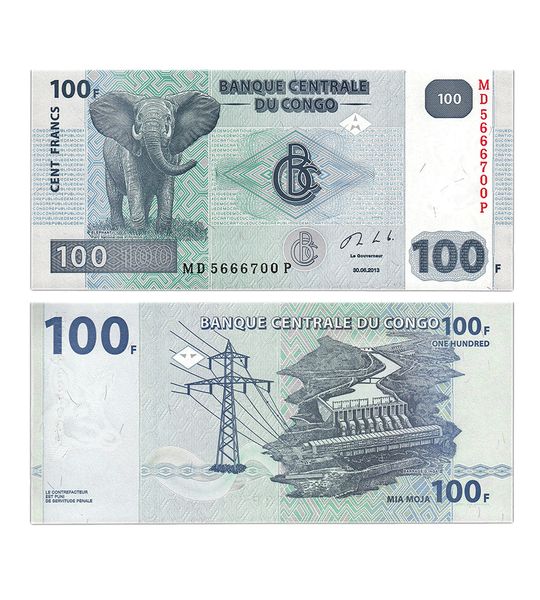 100 Francs, Конго, 2013 рік, UNC 000397 фото