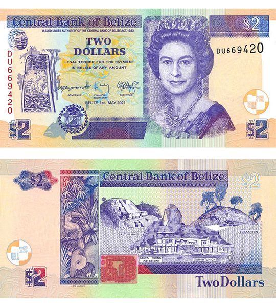 2 Dollari, Belize, 2021, UNC 003062 фото 2 Dollari, Belize, 2021, UNC 003062 фото