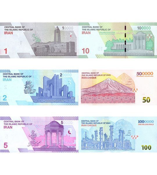 6 банкнот 10000, 20000, 50000, 100000, 500000, 1000000 Rials, Іран, aUNC / UNC 004536 фото