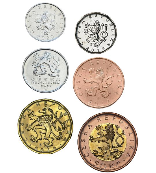 6 монет 1, 2, 5, 10, 20, 50 Korun, Чехія, 2019 - 2020 рік, UNC 005649 фото