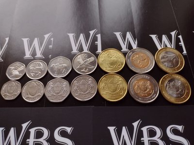 7 монет 5, 10, 25, 50 Thebe, 1, 2, 5 Pula, Ботсвана, 2013 - 2016 рік, UNC 001717 фото