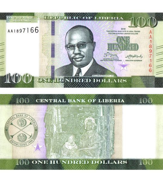 100 Dolarów, Liberia, 2016, UNC
