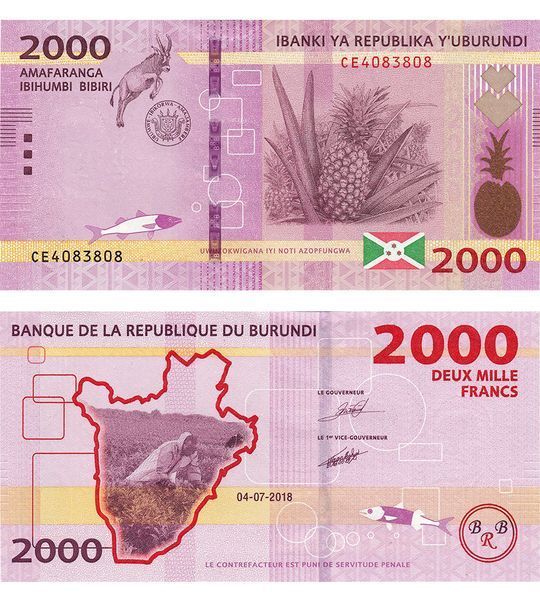 2000 Francs, Бурунді, 2018 рік, UNC 004207 фото 2000 Francs, Бурунді, 2018 рік, UNC 004207 фото