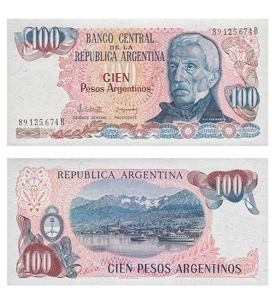 100 Pesos, Аргентина, 1983 рік, UNC 002514 фото