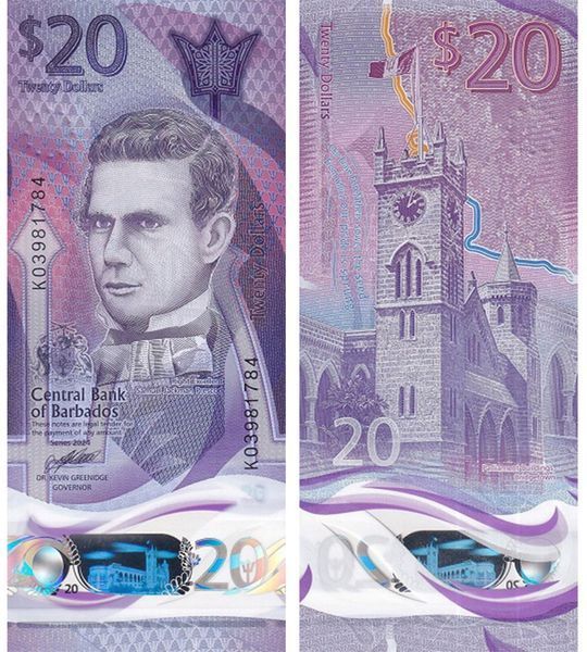 20 Dollars, Барбадос, 2024 рік, UNC Polymer 004735 фото 20 Dollars, Барбадос, 2024 рік, UNC Polymer 004735 фото