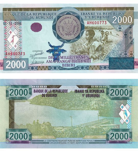 2000 Francs, Burundi, 2008, UNC