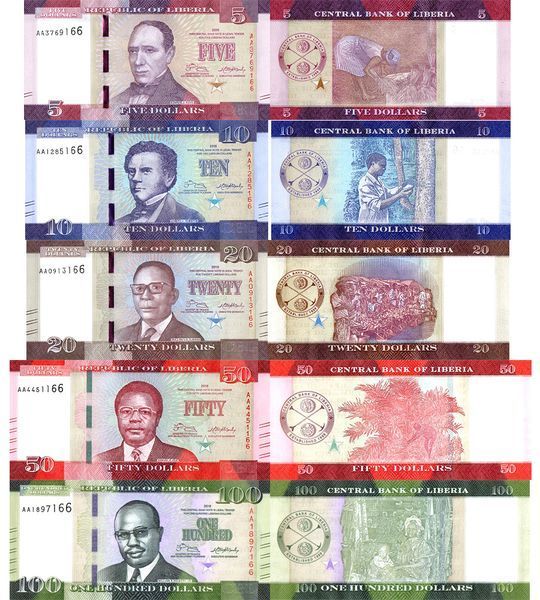5 notas 5, 10, 20, 50, 100 Dólares, Libéria, 2016, UNC 004884 фото 5 notas 5, 10, 20, 50, 100 Dólares, Libéria, 2016, UNC 004884 фото