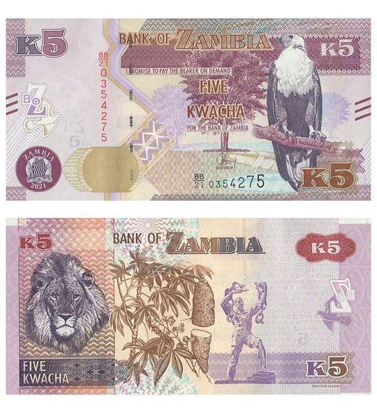 5 Kwacha, Zambia, 2021, UNC