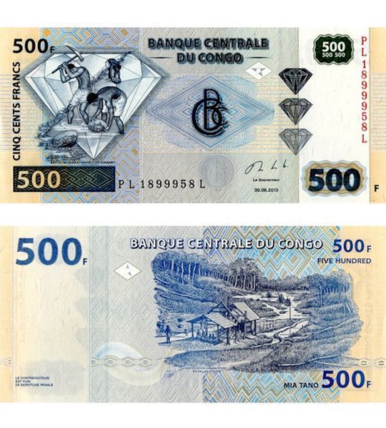 500 Francs, Congo, 2013, UNC