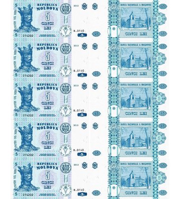 10 banknotów 5 Lei, Moldova, 2013, UNC