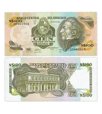 100 Pesos, Уругвай, 1987 рік, UNC 002173 фото
