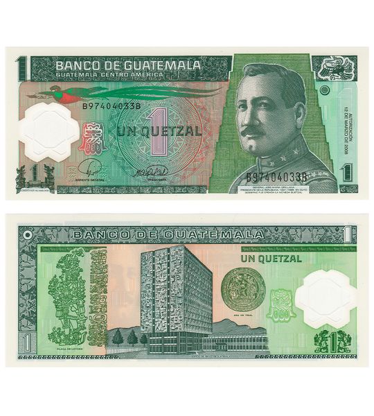 1 Quetzal, Guatemala, 2008, UNC Polymer