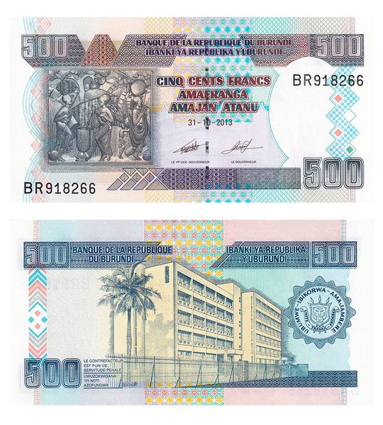 500 Francs, Burundi, 2013, UNC