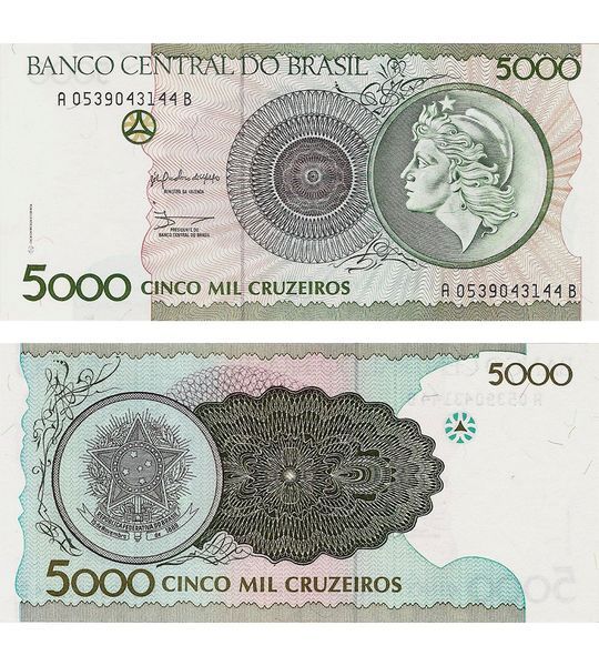 5000 Cruzeiros, Бразилія, 1990 рік, UNC 004007 фото 5000 Cruzeiros, Бразилія, 1990 рік, UNC 004007 фото