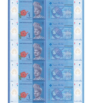 10 banknotów 1 Ringgit, Malezja, aUNC / UNC Polymer