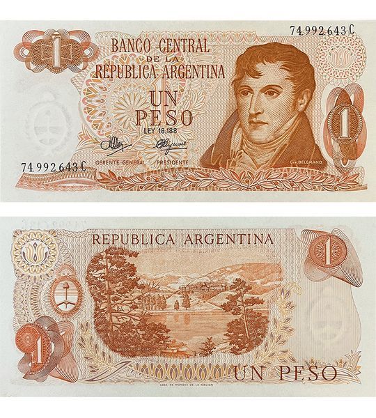 1 Peso, Argentinien, 1970 - 1973, UNC 003362 фото 1 Peso, Argentinien, 1970 - 1973, UNC 003362 фото