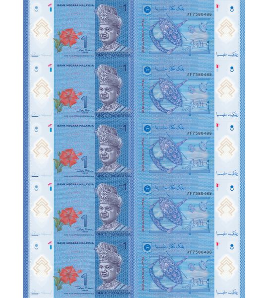 10 banknotów 1 Ringgit, Malezja, aUNC / UNC Polymer
