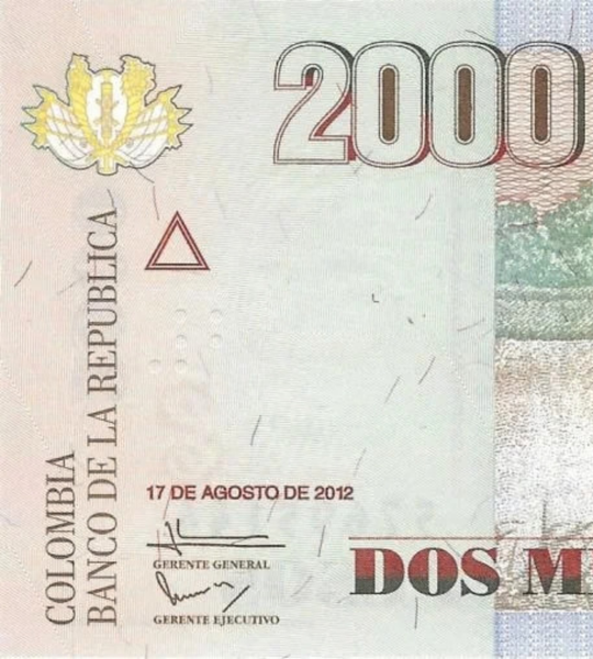2000 Pesos, Колумбія, 2012 рік, UNC 005553 фото