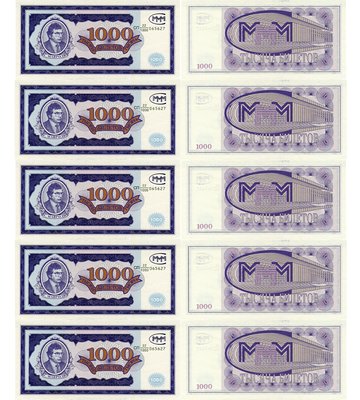 10 banknotów 1000 Biletov, Rosja, 1994, UNC
