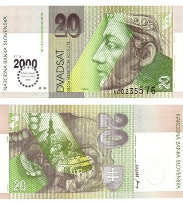 20 Korun, Słowacja, 2000, UNC Comm.