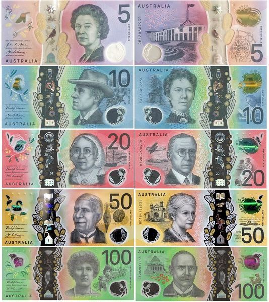 5 банкнот 5, 10, 20, 50, 100 Dollars, Австралія, 2017 - 2020, UNC Polymer 004339 фото 5 банкнот 5, 10, 20, 50, 100 Dollars, Австралія, 2017 - 2020, UNC Polymer 004339 фото