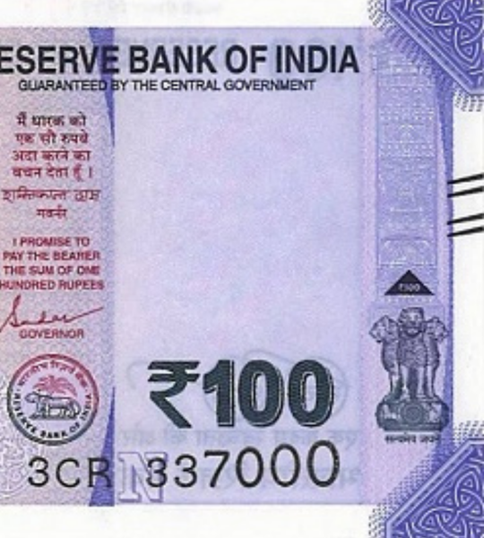 100 rupii (litera N), Indie, 2024 rok, UNC