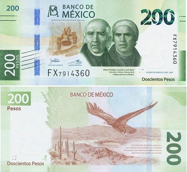 200 Pesos, Mexique, 2023, UNC 004738 фото 200 Pesos, Mexique, 2023, UNC 004738 фото
