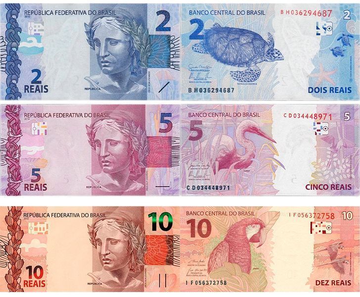 3 банкноти 2, 5, 10 Reais, Бразилія, 2019 ( 2010 ) рік, UNC 001371 фото 3 банкноти 2, 5, 10 Reais, Бразилія, 2019 ( 2010 ) рік, UNC 001371 фото