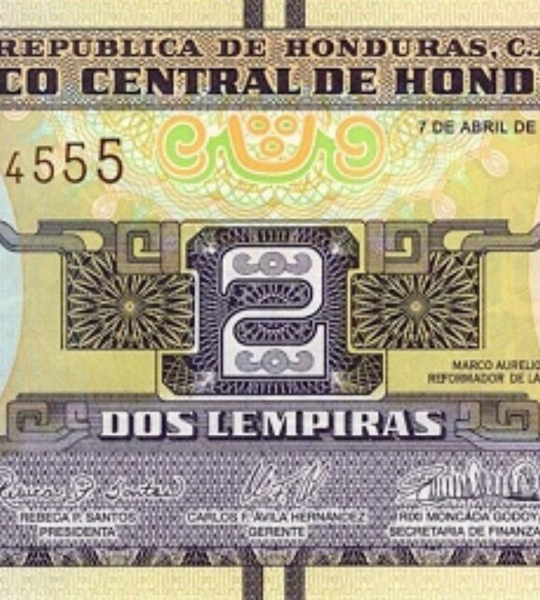 10 banconote da 2 Lempiras, Honduras, 2022, UNC 004010 фото