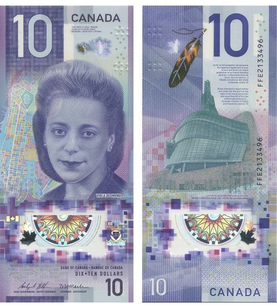 10 Dollars, Канада, 2018 ( 2021 ) рік, UNC Polymer 004739 фото 10 Dollars, Канада, 2018 ( 2021 ) рік, UNC Polymer 004739 фото