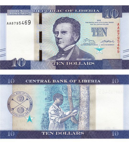 10 Dollars, Liberia, 2016, UNC