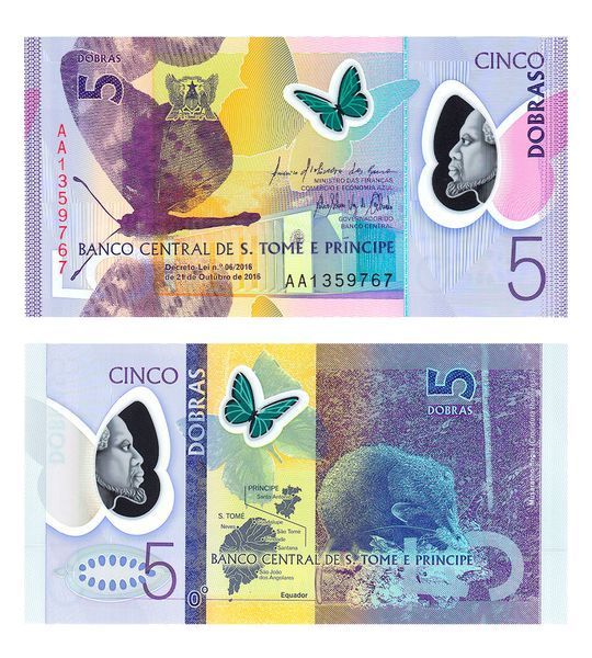 5 Dobras, S Tome Principe, 2016, UNC Polymer