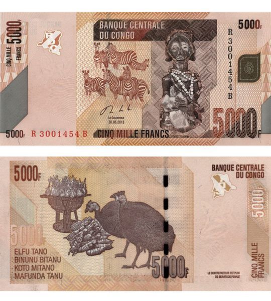 5000 Francs, ДР Конго, 2013 рік, UNC 004113 фото 5000 Francs, ДР Конго, 2013 рік, UNC 004113 фото