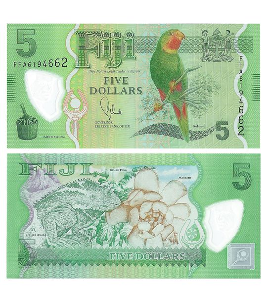 5 Dollars, Фіджі, 2023 ( 2013 ) рік, UNC Polymer 001265 фото