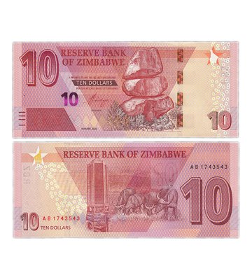 10 Dollars, Зімбабве, 2020 рік, UNC 000089 фото