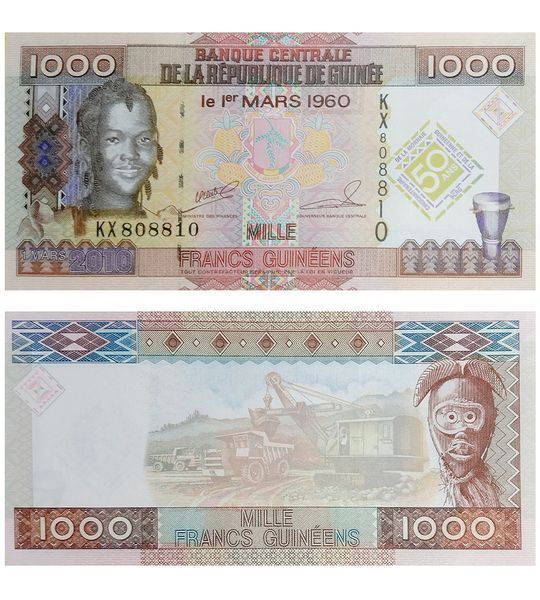 1000 Francs, Guinea, 2010, UNC Comm.