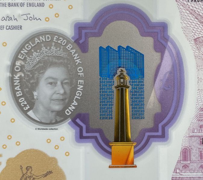 20 Pounds, Англія, 2018 рік, UNC Polymer 004298 фото 20 Pounds, Англія, 2018 рік, UNC Polymer 004298 фото