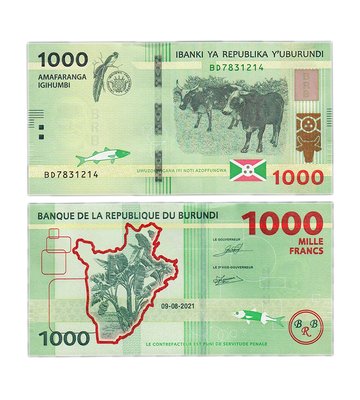 1000 Francs, Бурунді, 2021 рік, UNC 001096 фото