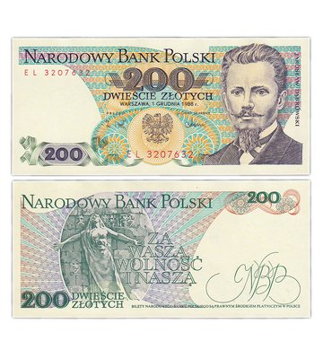 200 Zlotych, Polska, 1988, UNC