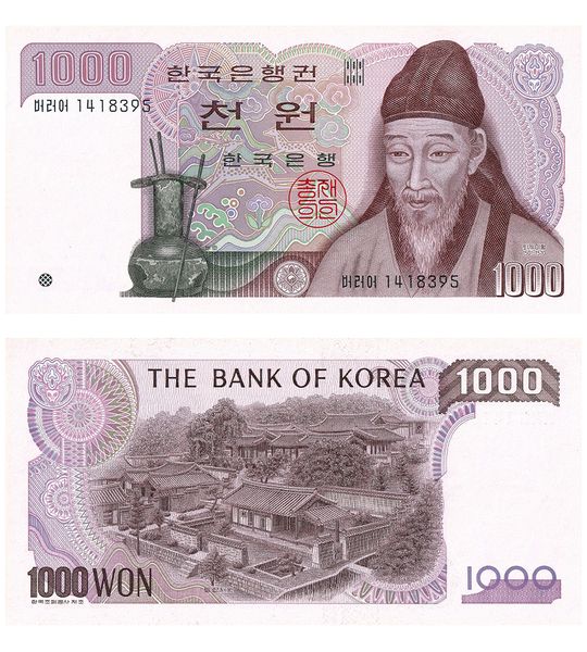 1000 Won, Korea Południowa, 1983, UNC