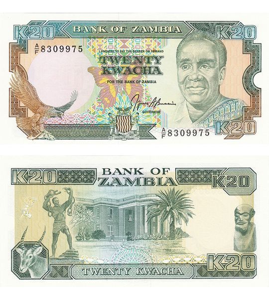 20 克瓦查, 赞比亚, 1991年, 全新品 (UNC) 004963 фото 20 克瓦查, 赞比亚, 1991年, 全新品 (UNC) 004963 фото