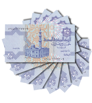 10 banknot&oacute;w 25 piastr&oacute;w, Egipt, 2008, UNC