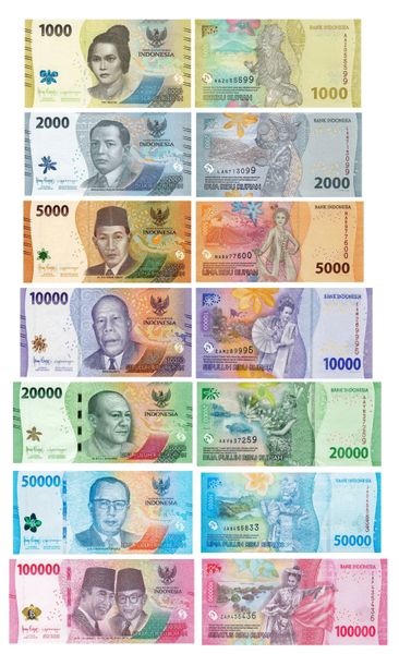 7 banknotes, 1000, 2000, 5000, 10000, 20000, 50000, 100000 Rupiah, Indonesia, 2022, UNC