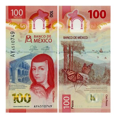 100 Pesos, Meksyk, 2021, UNC Polymer